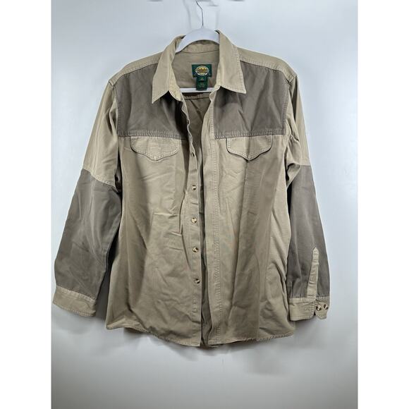Cabelas Shirt Mens M Tall Brown Padded Shooting Hunting Shirt Heavy Cotton Work - Picture 1 of 8